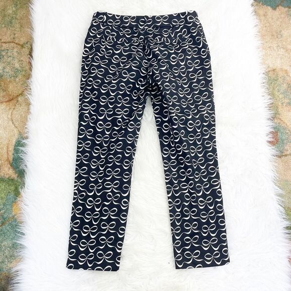 Kate Spade New York Bow Print Straight Leg Ankle Cropped Pants - Picture 1 of 5